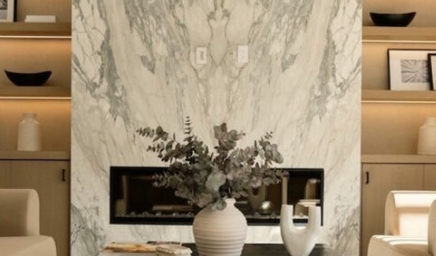 Quartzite fireplace face Westlake Village