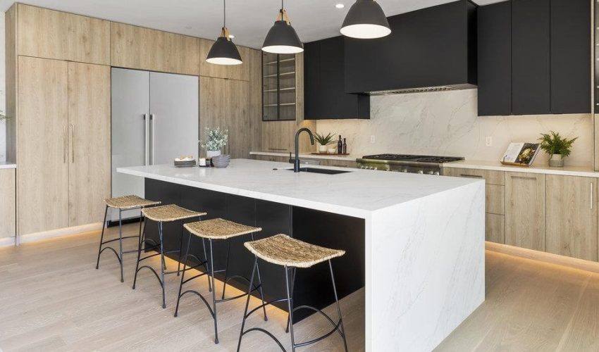vadara countertop island backsplash waterfall tarzana